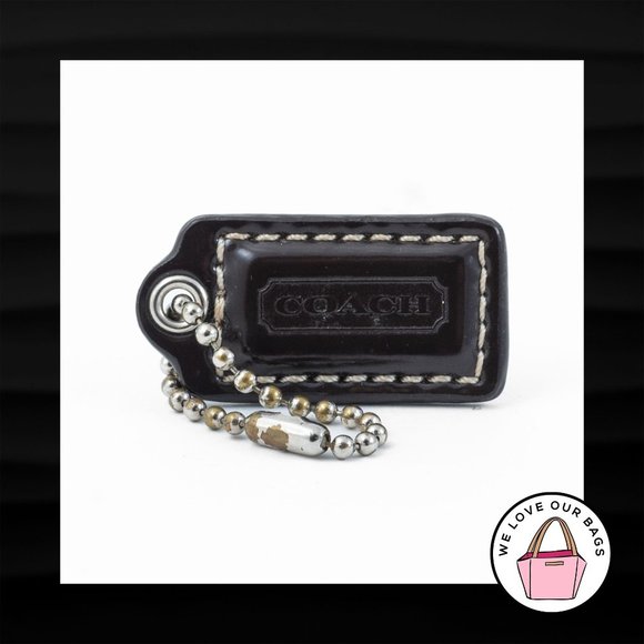 1.5" Small COACH BROWN PATENT LEATHER KEY FOB CHARM KEYCHAIN HANG TAG WRISTLET - Picture 1 of 1